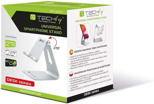 Techly Ismart-stand4 Βάση Γραφείου για Κινητό σε Ασημί χρώμα