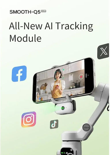 Zhiyun Smooth Q5 Ultra Standard Phone Gimbal with 3 Axis Stabilization and 13.5 Operating Hours Gray