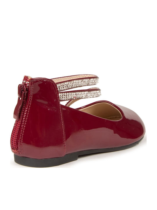 Kids Ballerinas with Elastic Strap Red