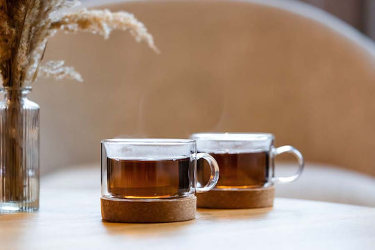 Vialli Design Set Tassen Kaffee Glas Braun 220ml 2Stück