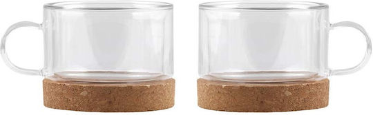 Vialli Design Set Tassen Kaffee Glas Braun 220ml 2Stück