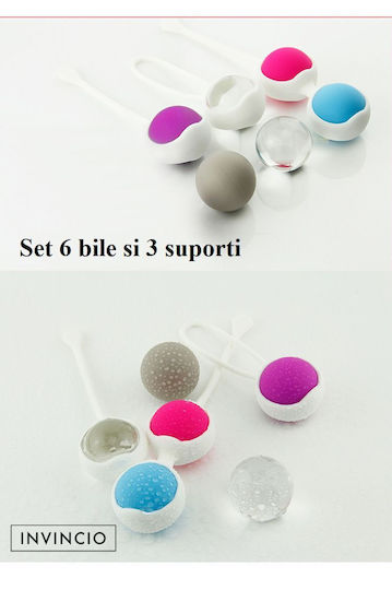 Invincio Tratament Incontinență Urinară Set Exerciții Kegel Stimulator Pelvic 3 Suporturi 6 Bile Colorate Diferite 15 Exerciții Diferite Silicon Medical