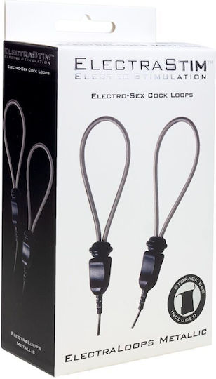 Electrastim ElectraLoops Metallic Adjustable Cock Rings για Ηλεκτροδιέγερση σε Μαύρο Χρώμα 2τμχ