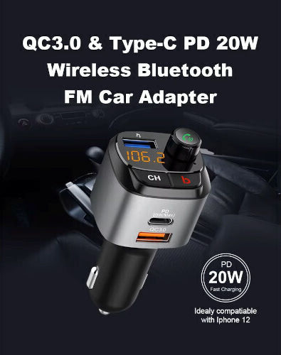 FM Transmitter Autovehicul cu USB / Bluetooth / Type-C