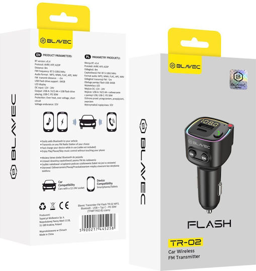 Blavec FM Transmitter Αυτοκινήτου mit Bluetooth / USB