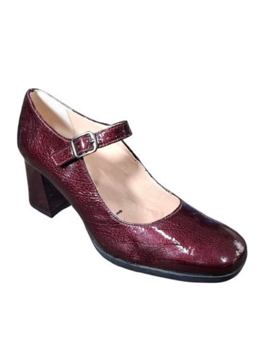 Leather Burgundy Medium Heels