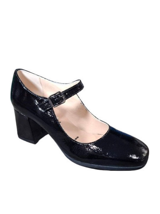 Leather Black Medium Heels