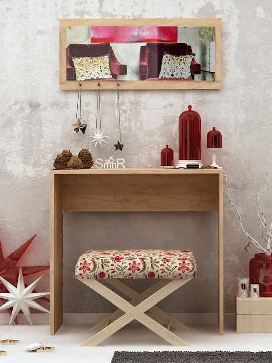 Cosenza Wooden Console Table with Mirror Oak L80xW30xH82cm