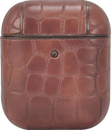 TerraTec AirBox Stone Pattern Case Plastic with Hook Dark Brown for Apple AirPods 1 / AirPods 2