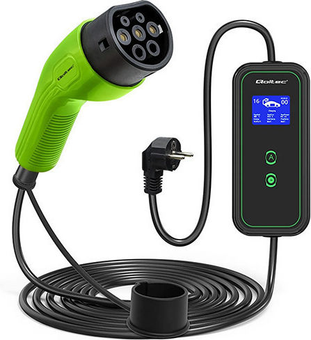 Qoltec Φορητός Μονοφασικός Σταθμός Φόρτισης 3.5kW με Ενσωματωμένο Καλώδιο Type 2 (52476)