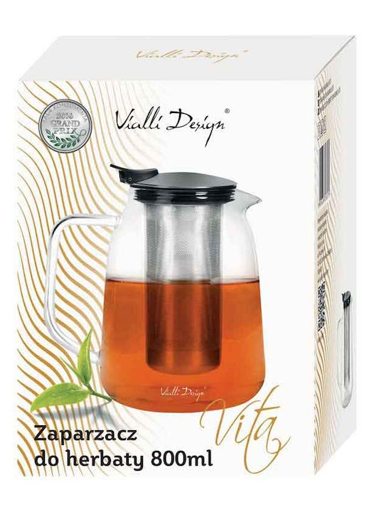 Vialli Design Teapot with Filter Glass Gray 800ml