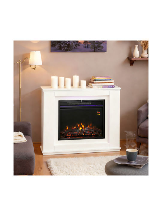 HomCom Boden Elektrischer Kamin 1000W 98x25cm Weiß