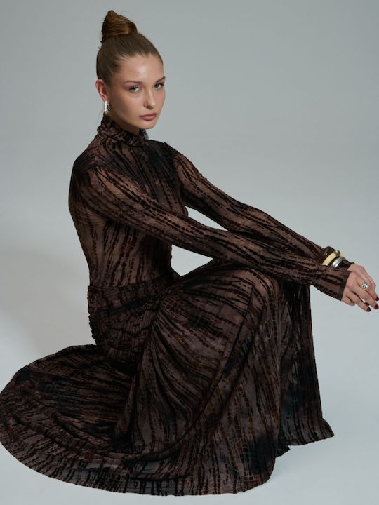 Maxi Skirt with Tulle Brown