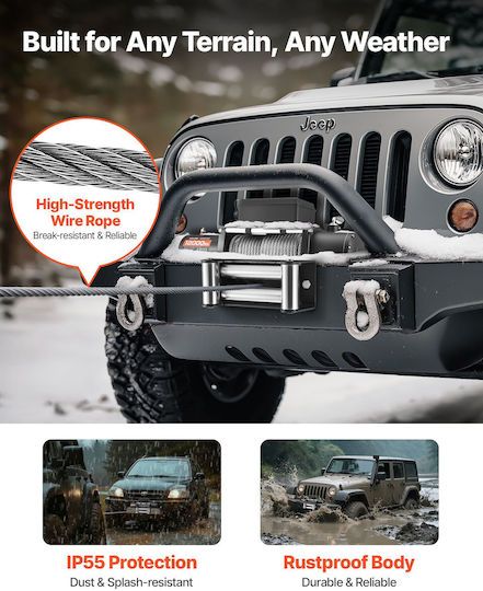 Vevor Electric 4x4 Car Winch 12V with Towing Capacity 5400kg
