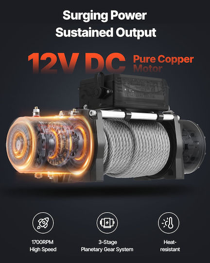 Vevor Electric 4x4 Car Winch 12V with Towing Capacity 5400kg