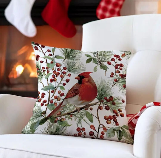 By Queen Limited Festive Edition Μαξιλαροθήκη Καρδινάλιο Κλαδιά Πεύκου 45x45εκ