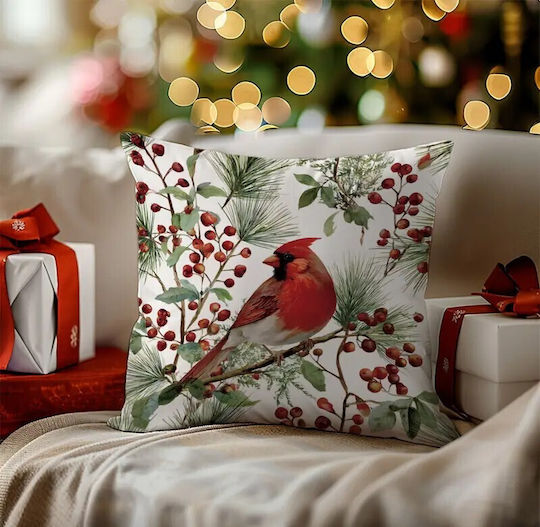 By Queen Limited Festive Edition Μαξιλαροθήκη Καρδινάλιο Κλαδιά Πεύκου 45x45εκ