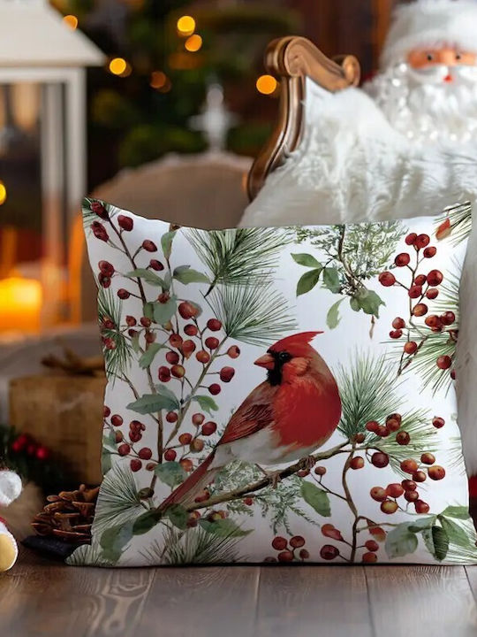 By Queen Limited Festive Edition Μαξιλαροθήκη Καρδινάλιο Κλαδιά Πεύκου 45x45εκ