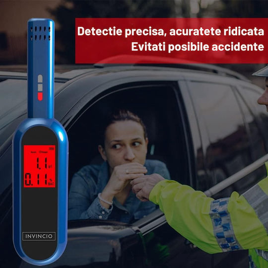 Invincio Safe Testeur De Alcool Digital De Precizie Portabil Fără Contact Precizie +/-0.01%bac Ușor Compact Fără Necesitatea Muștiucului Ideal Pentru Testări Frecvente Rapide Pentru Mulți Oameni Afișaj Rapid Utilizare Intuitivă Albastru