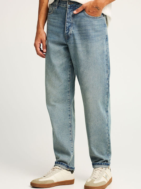 Men's Jeans Pants with Loose Tapered Fit Washed Effects