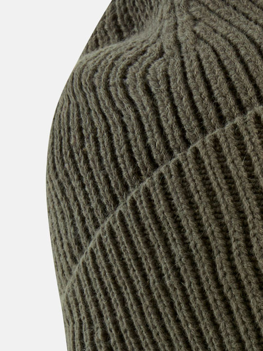 Beanie Ανδρικός Σκούφος με Rib Πλέξη σε Χακί χρώμα