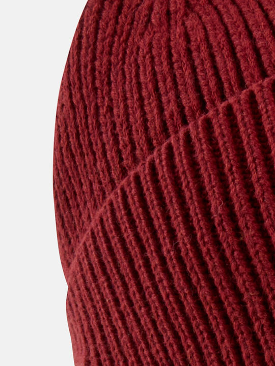 Beanie Ανδρικός Σκούφος με Rib Πλέξη σε Κόκκινο χρώμα