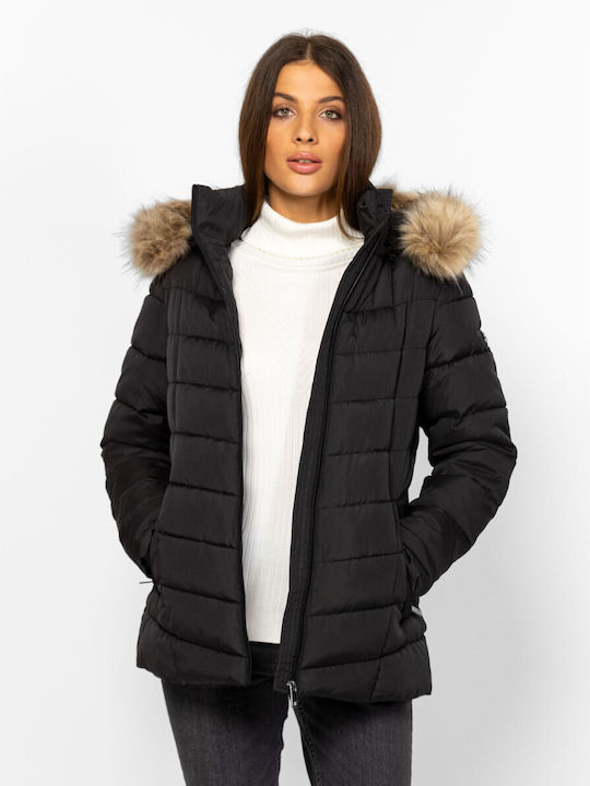 Γυναικείο Puffer Μπουφάν για Χειμώνα Black