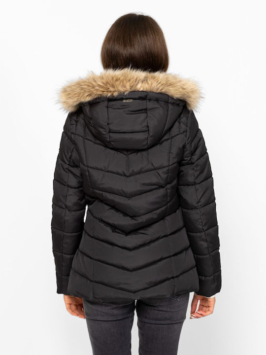 Γυναικείο Puffer Μπουφάν για Χειμώνα Black