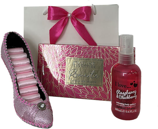 Giftday Pachet Paletă Machiaj Femei I Love Autobronzant Spray Corp 100ml Suport Bijuterii În Formă De Pantof O Trandafir Spumă În Pungă Cadou