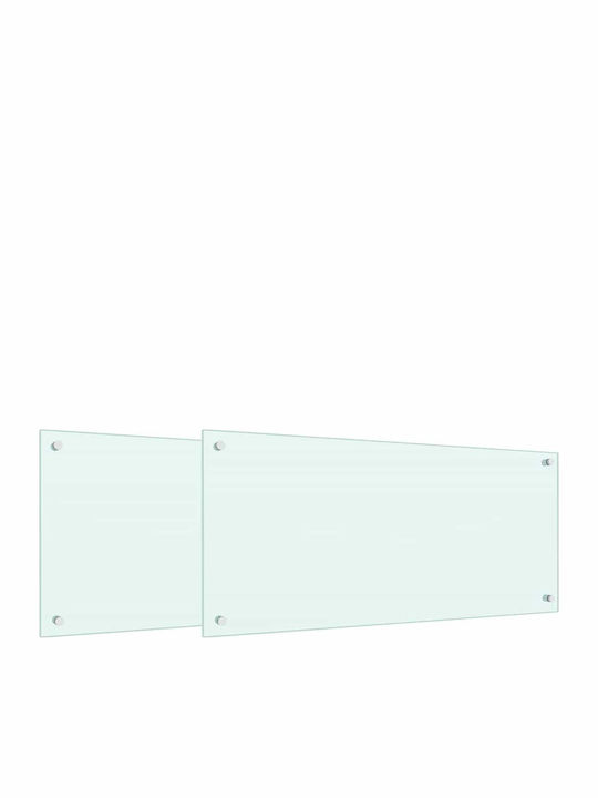 Kitchen Back Panel 2 Pieces White 90 x 40 cm Tempered Glass 3415419 White