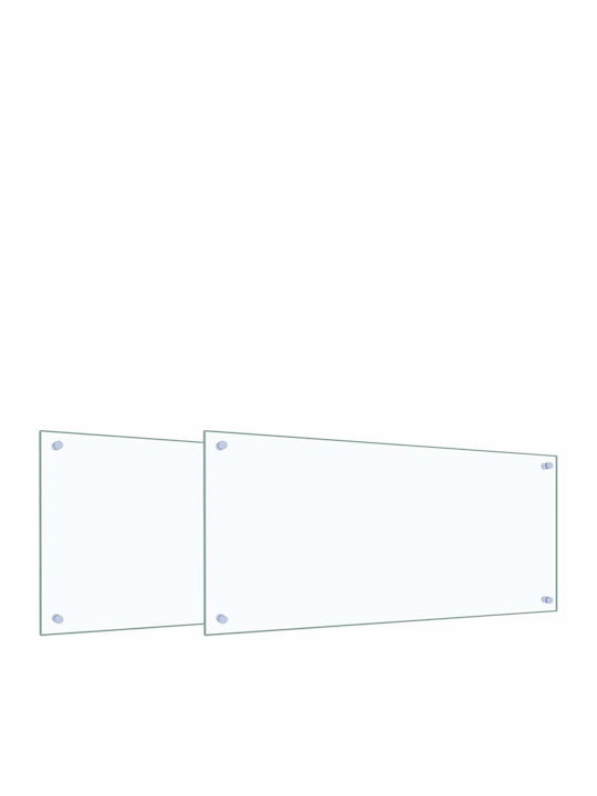 Kitchen Back Panel 2 Pieces Transparent 90 x 40 cm Tempered Glass 3415428 Transparent