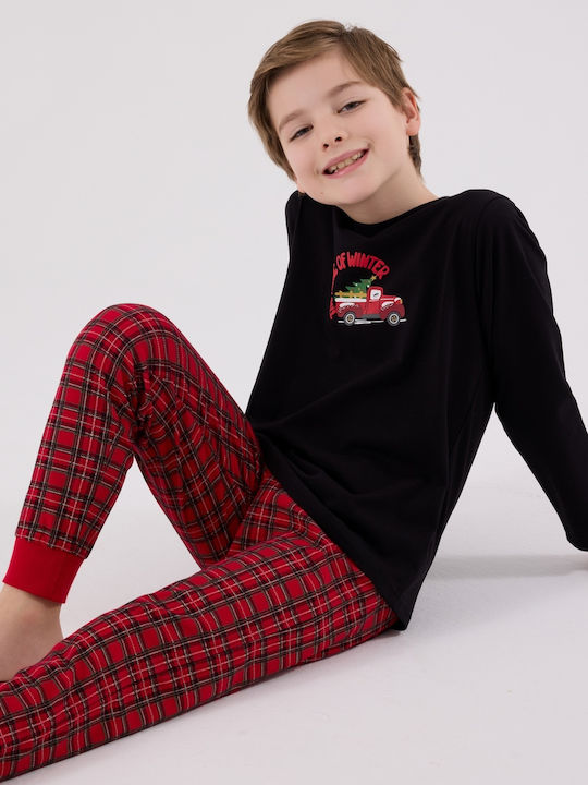 Arnetta Kinder Schlafanzug Winterlich Baumwoll Black