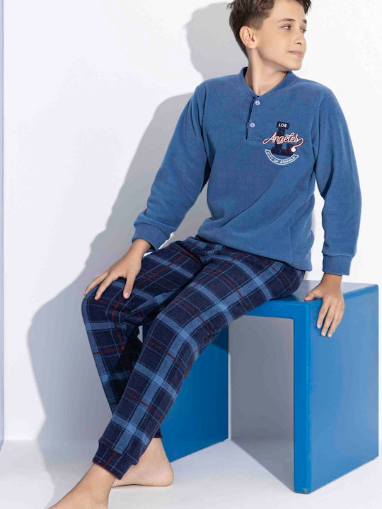 Tarik Παιδική Πιτζάμα Χειμωνιάτικη Fleece Μπλε