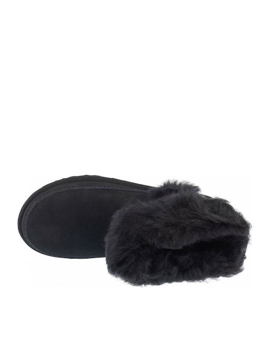 Classic Ultra Mini Women's Ankle Boots with Fur Black