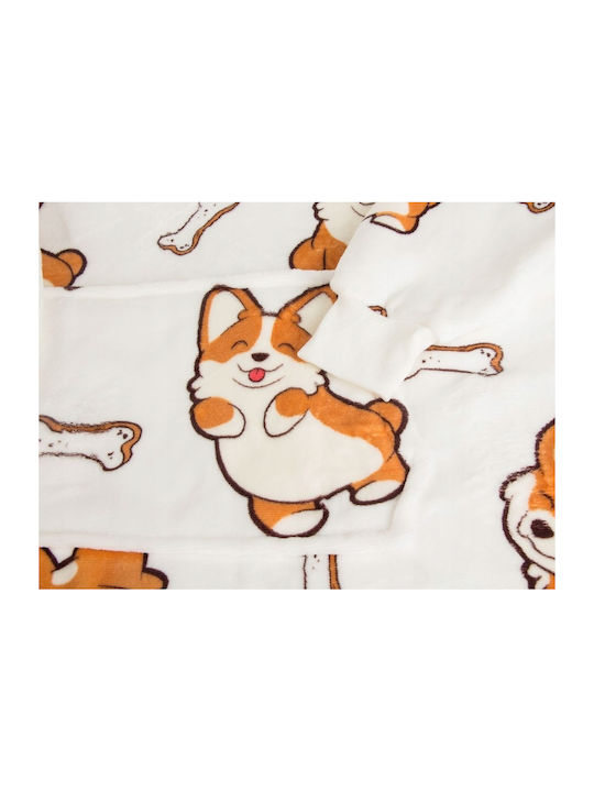 Κουβέρτα Fleece με Μανίκια 80x80εκ. Λευκή