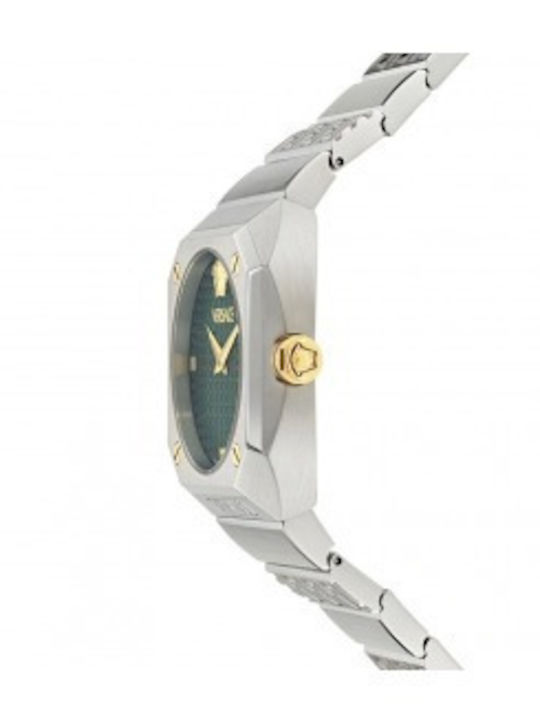 Versace Lady Γυναικείο Ρολόι Μπαταρίας με Ασημί Μεταλλικό Μπρασελέ
