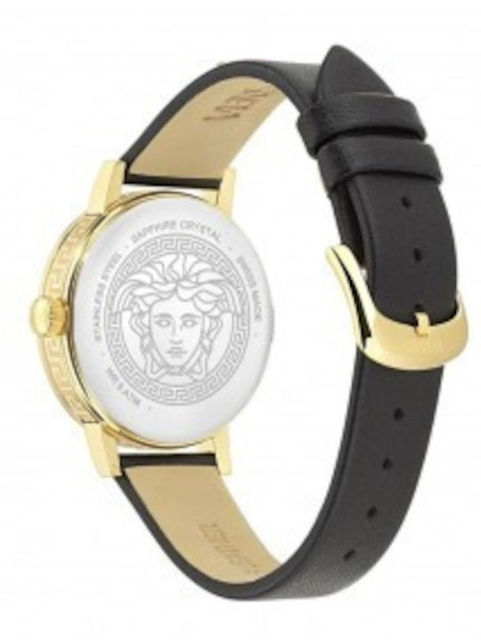 Versace Greca Ρολόι Μπαταρίας με Δερμάτινο Λουράκι