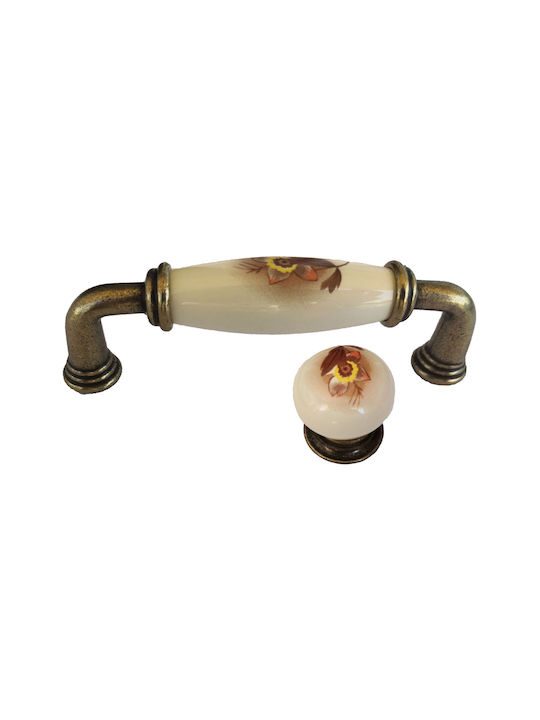TMC Antique Handle Furniture made of Porcelain in Bronze Color with Center Distance 128mm 2020-40-128-196 1pcs