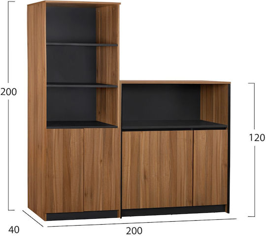 Biblioteci Rosewood Gri Și Wenge 2 Bucăți 201.5x40x200cm