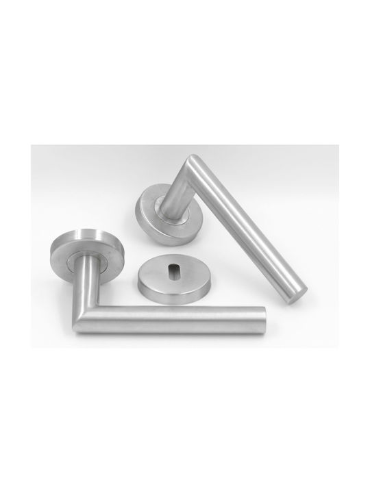Lever Middle Door with Rosette Pair Silver