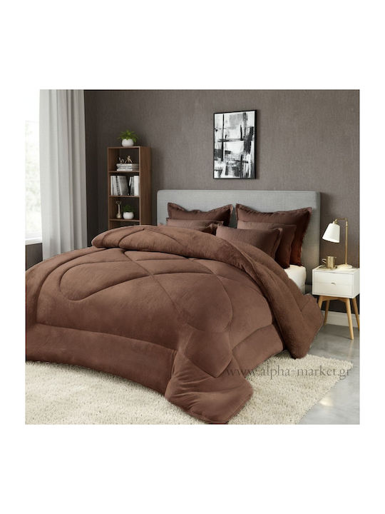 Alpha-Market Duvet Cover Queen 220x240cm Coffee 330 GSMGsm