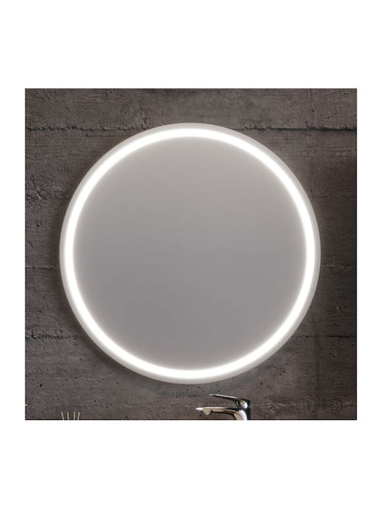 Oglindă de Baie Rotundă Lumini LED din MDF 80x80cm Albastru