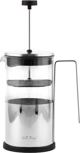 Vialli Design Diamante Silver French Press Tea Coffee 1 L