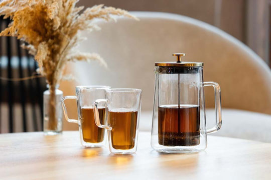 French Press Tea Coffee Vialli Design Diva Matte Gold 1 L