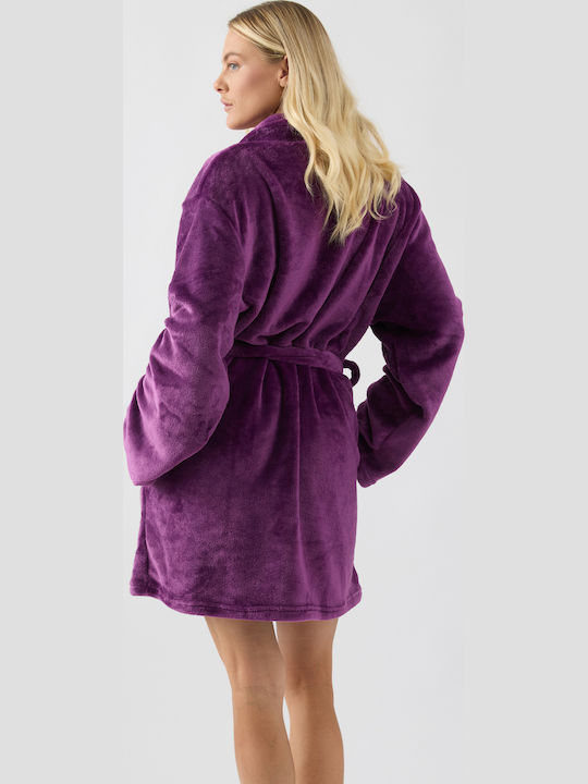 Minerva Χειμερινή Γυναικεία Ρόμπα Purple Minerva Χειμερινή Γυναικεία Ρόμπα Purple