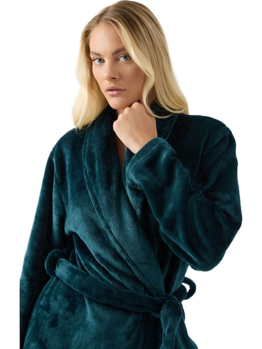 Minerva Winter Women's Robe Petrol Pine