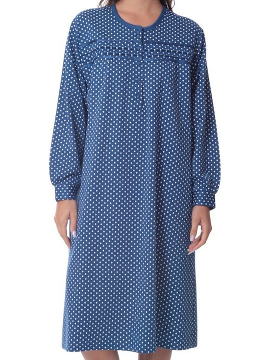 Lydia Creations Winter Damen Nachthemd Blue