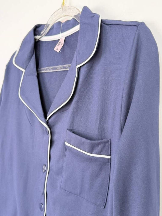 Fuanna Winter Women's Pyjama Set Navy Blue