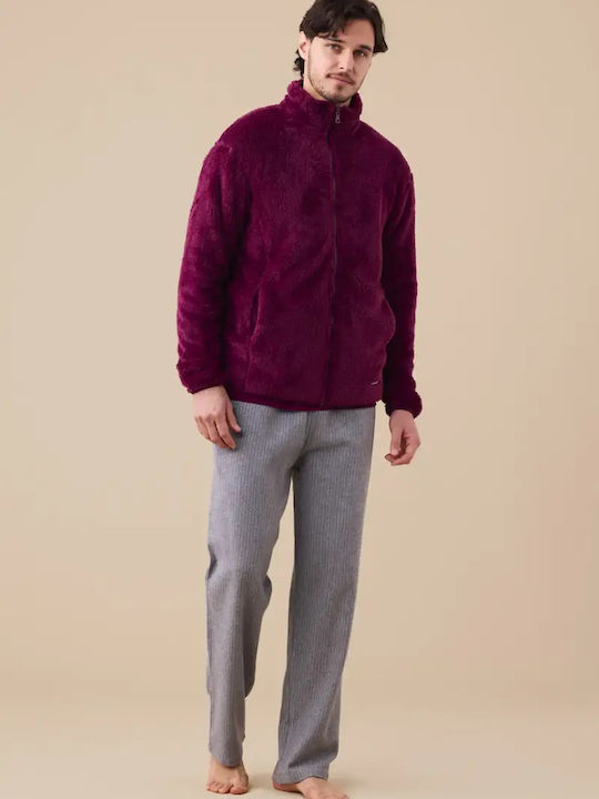 Noidinotte Men's Winter Pajama Robe Bordeaux