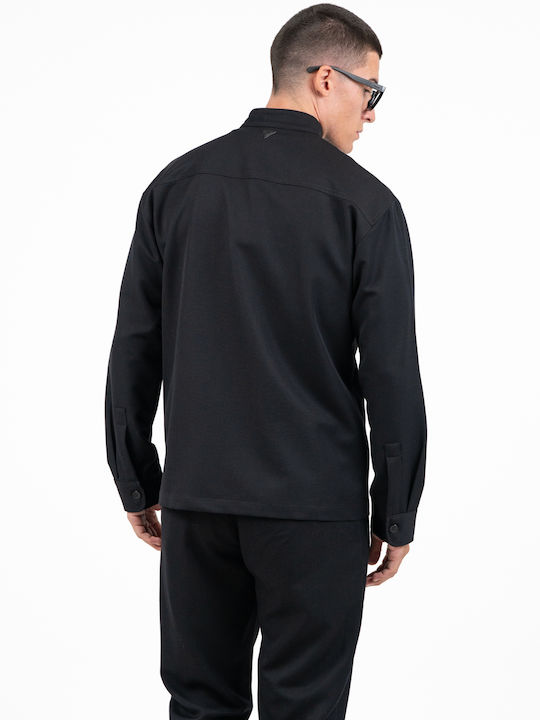 Long Sleeve Overshirt in Regular Fit Black
